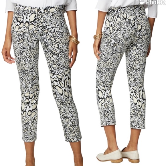 NWT NYDJ Sheri Slim Ankle Leopard Sateen Jeans - Picture 1 of 14
